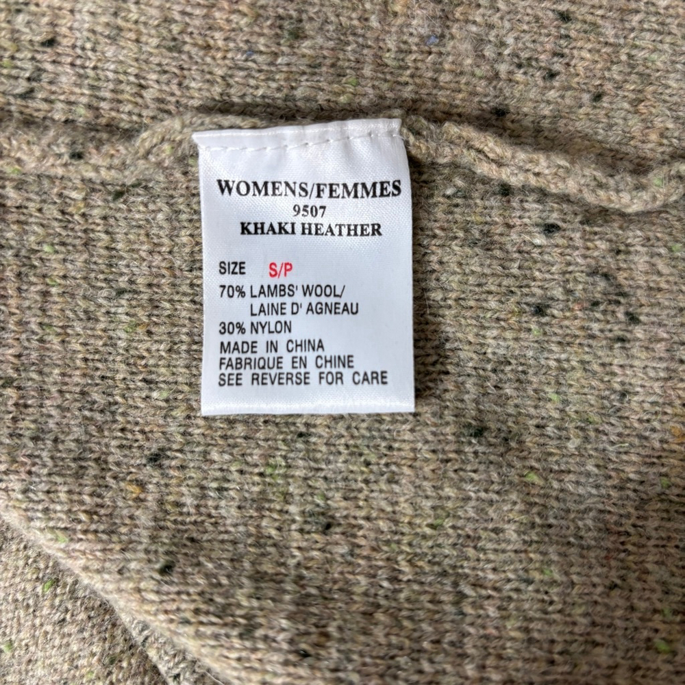 Women's Small Woolrich Lamb’s Wool Zip Cardigan Sweater Khaki Heather - Picture 7 of 8